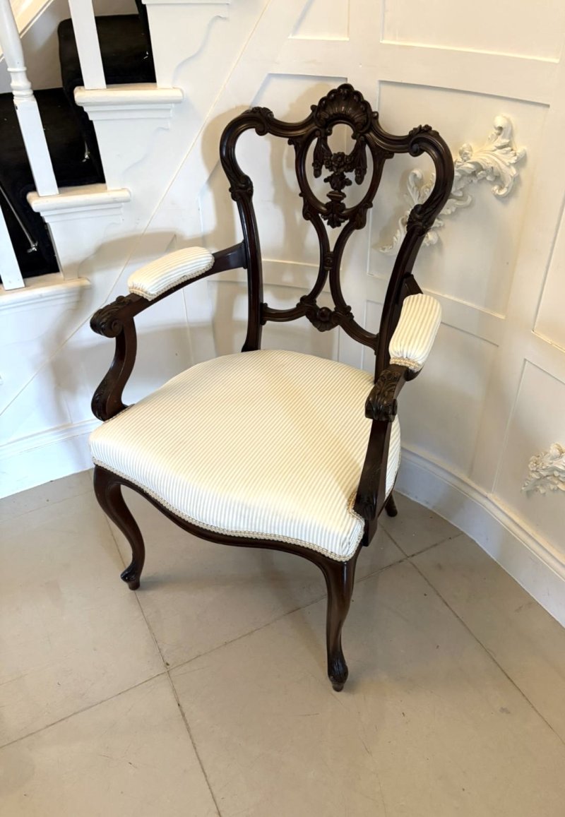 Antique Victorian Quality Carved Mahogany Desk Chair - Image 5